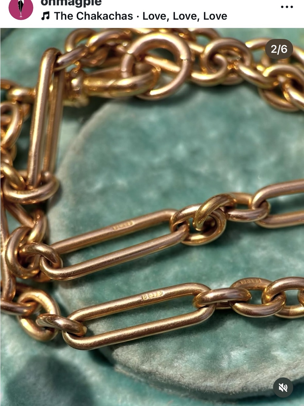Gold Link Chain Bracelet - antique trombone solid 9ct gold necklace